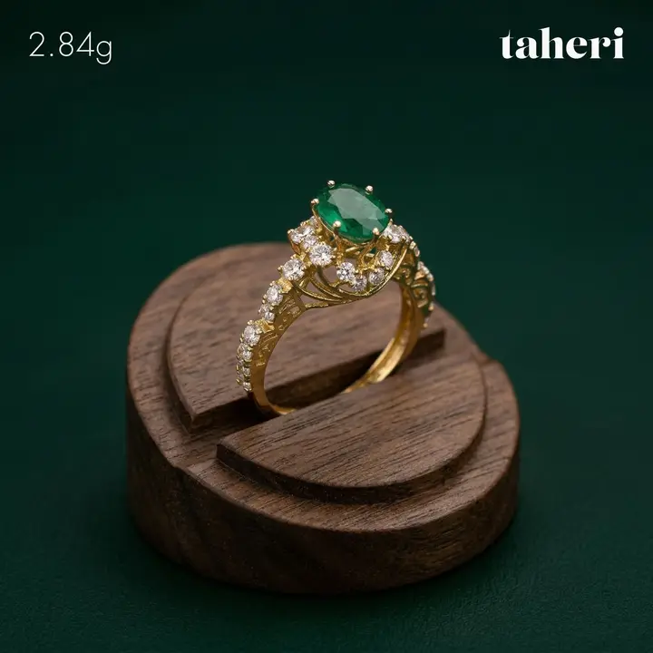 Yellow Gold Ring with Emerald design 288 by TAHERI