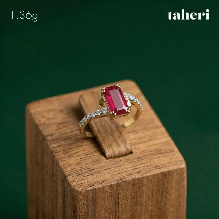 Yellow Gold Ring with Ruby design 290 by TAHERI