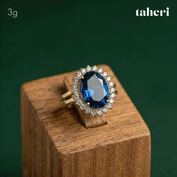 Yellow Gold Ring with Sapphire design 292 by TAHERI