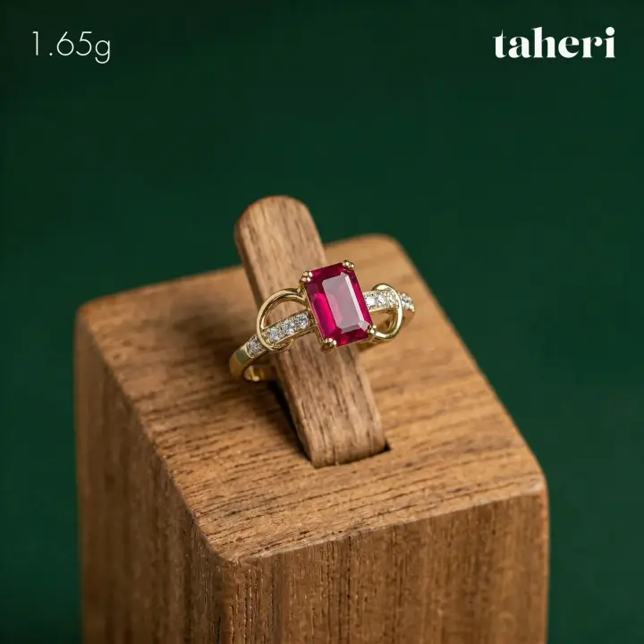 Yellow Gold Ring with Ruby design 293 by TAHERI