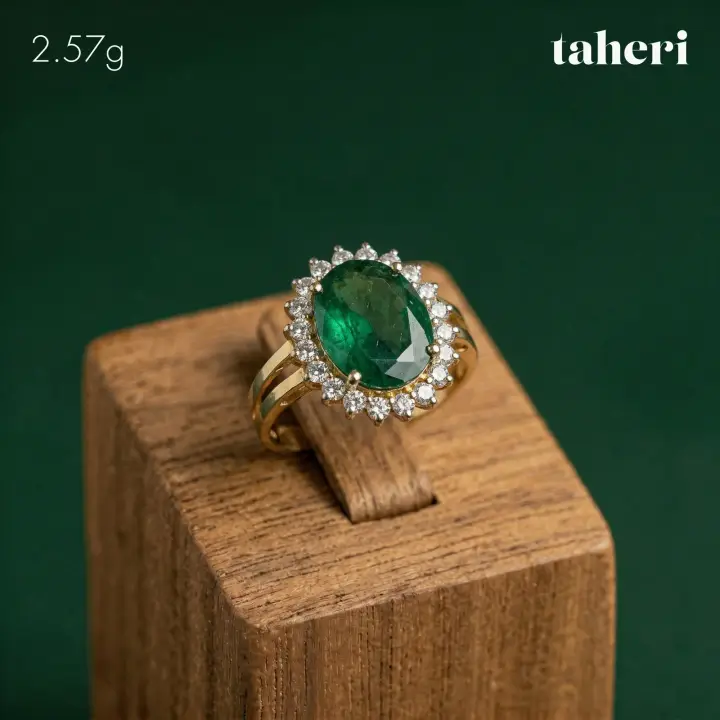Yellow Gold Ring with Emerald design 294 by TAHERI