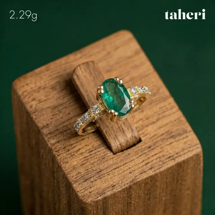 Yellow Gold Ring with Emerald design 295 by TAHERI