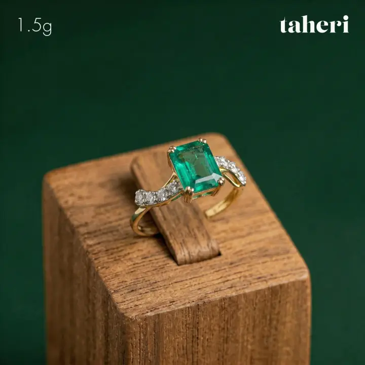 Yellow Gold Ring with Emerald design 296 by TAHERI