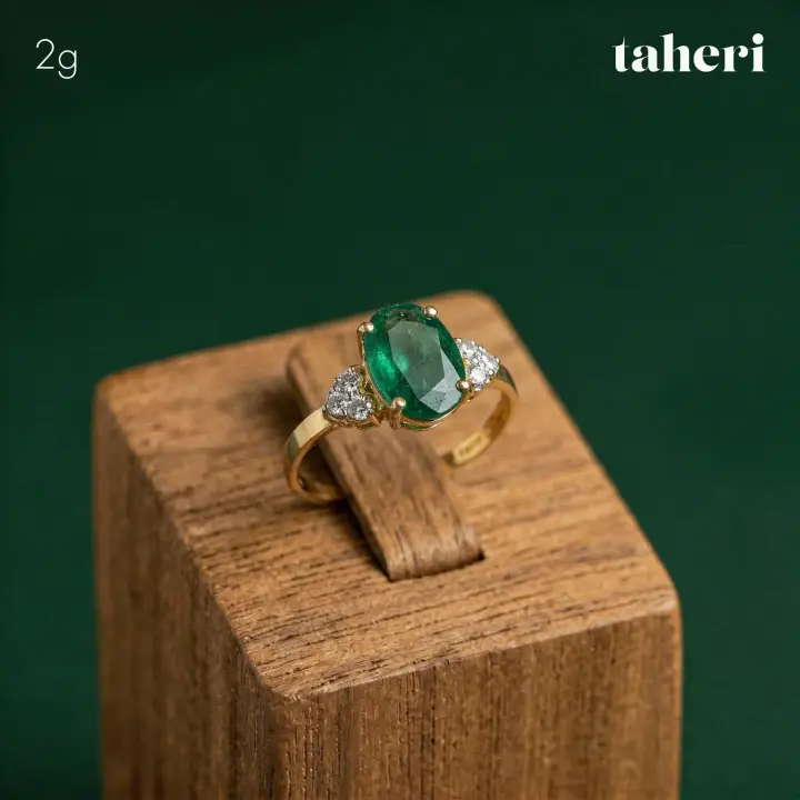 Yellow Gold Ring with Emerald design 298 by TAHERI