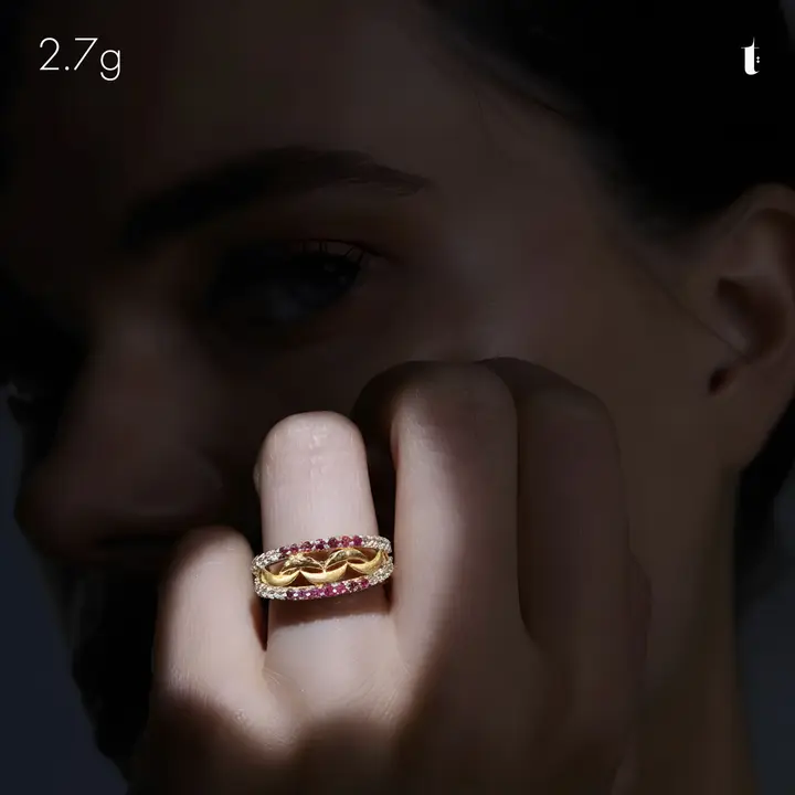 Yellow Gold Ring with Ruby design 307 by TAHERI