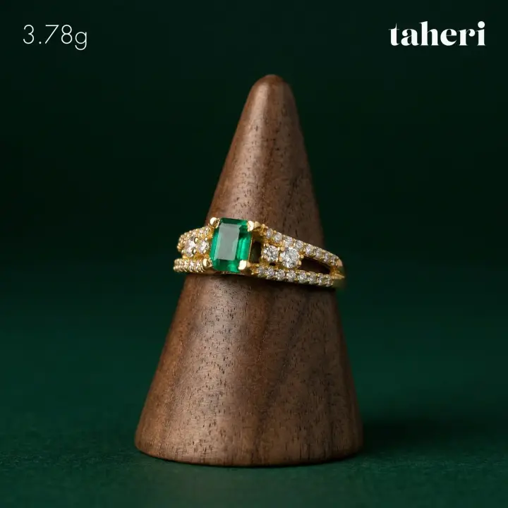 Yellow Gold Ring with Emerald design 309 by TAHERI