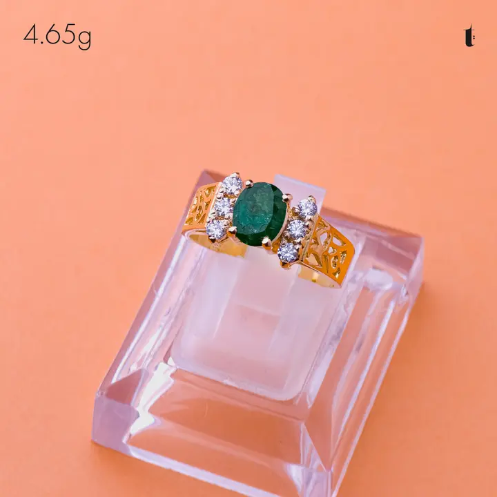 Yellow Gold Ring with Emerald design 315 by TAHERI