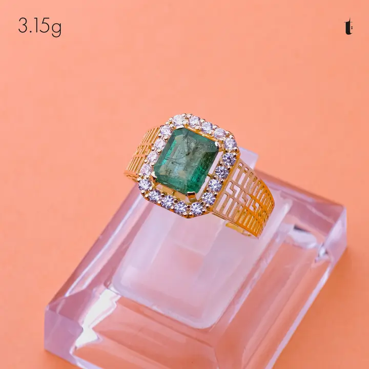 Yellow Gold Ring with Emerald design 317 by TAHERI