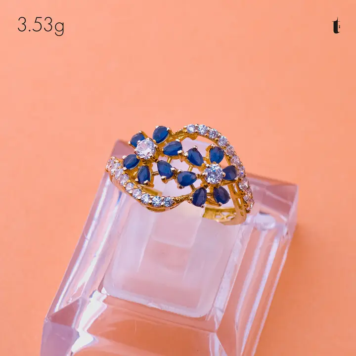 Yellow Gold Ring with Sapphire design 323 by TAHERI