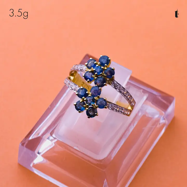 Two-Tone Ring with Sapphire design 329 by TAHERI