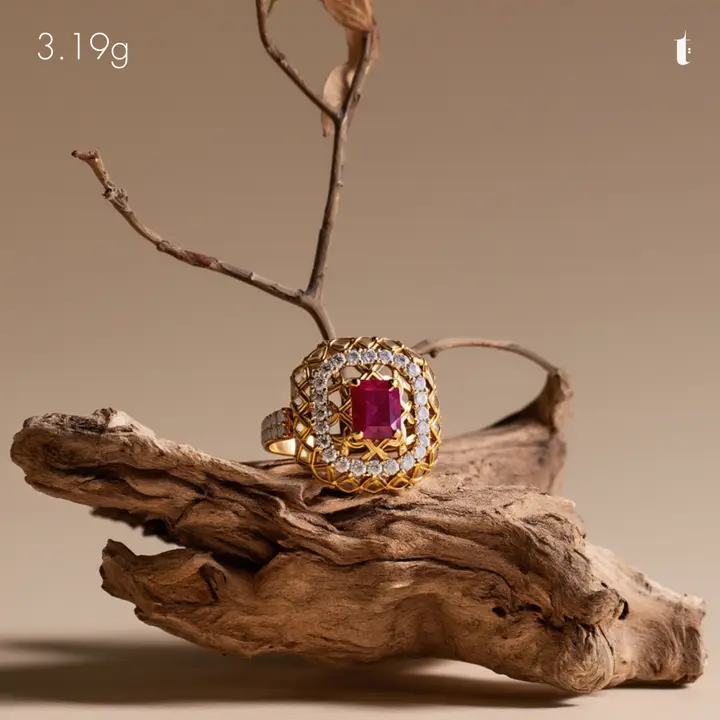 Yellow Gold Ring with Ruby design 332 by TAHERI