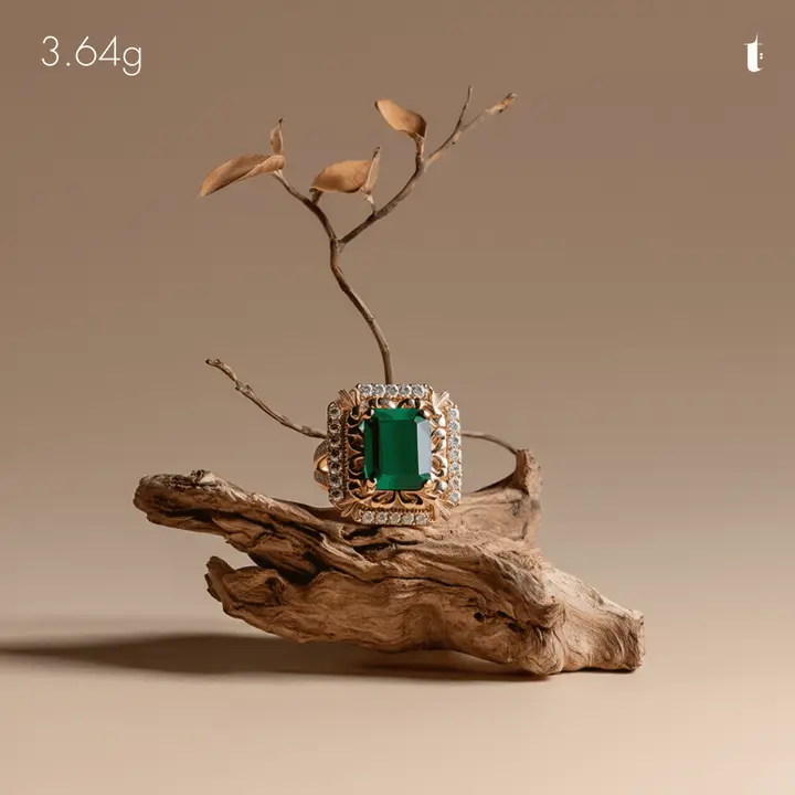 Yellow Gold Ring with Emerald design 334 by TAHERI