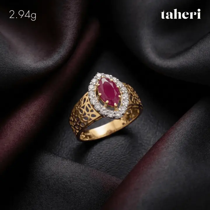 Two-Tone Ring with Ruby design 336 by TAHERI