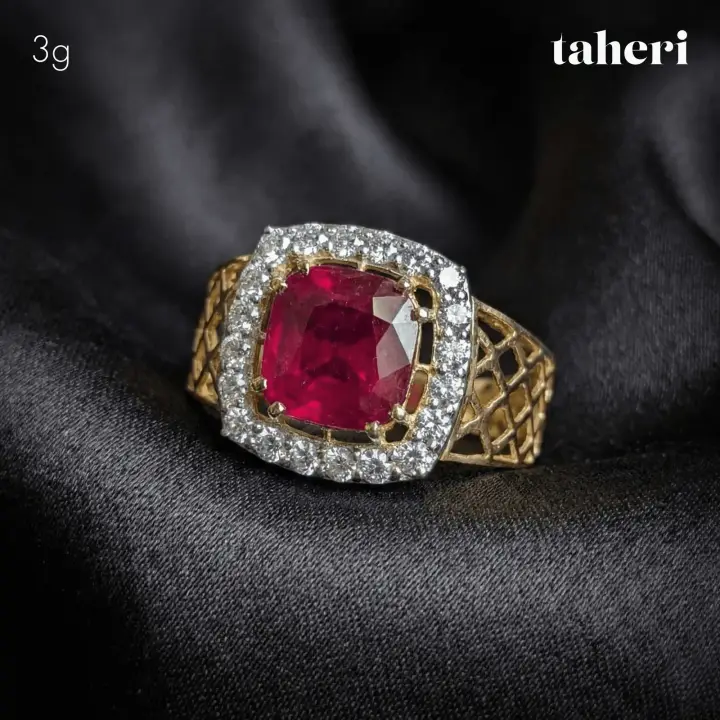Two-Tone Ring with Ruby design 338 by TAHERI