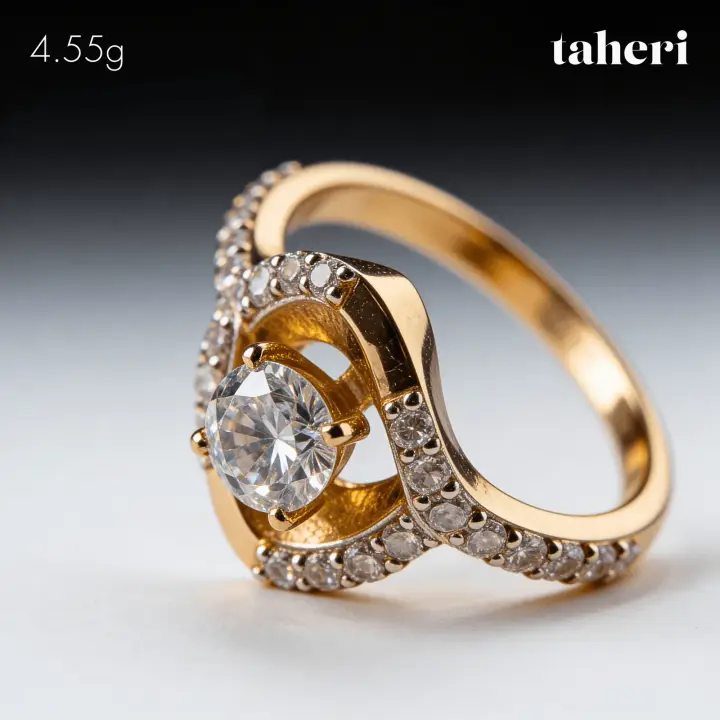 Yellow Gold Ring with Cubic Zirconia design 339 by TAHERI