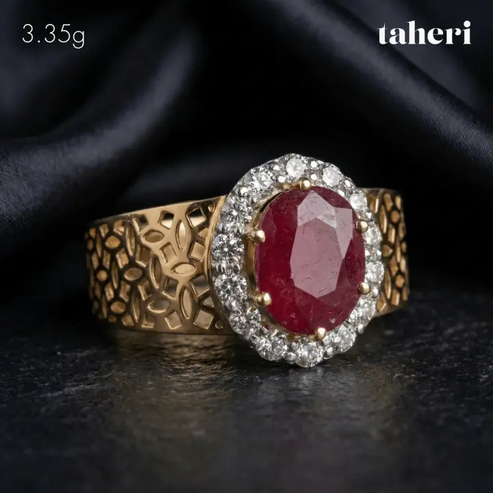 Yellow Gold Ring with Ruby design 340 by TAHERI