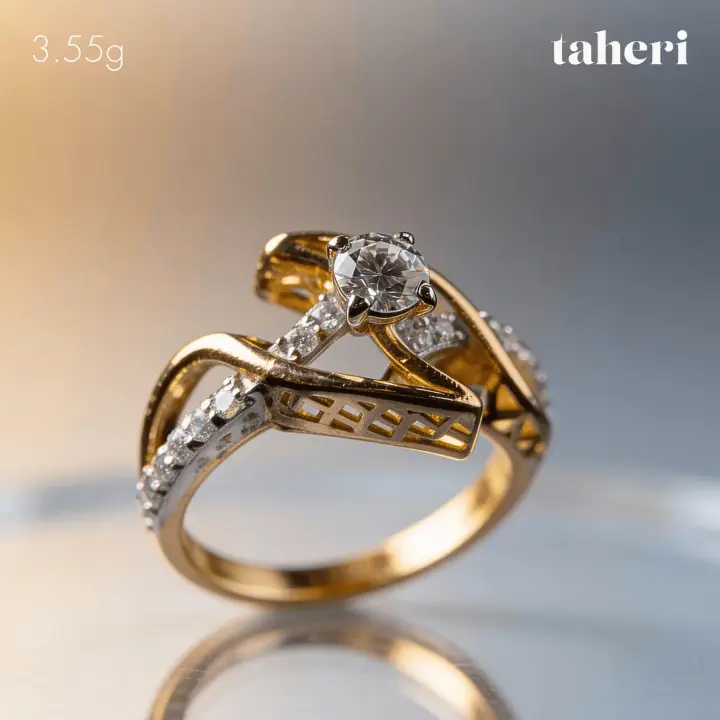 Two-Tone Ring with Cubic Zirconia design 342 by TAHERI