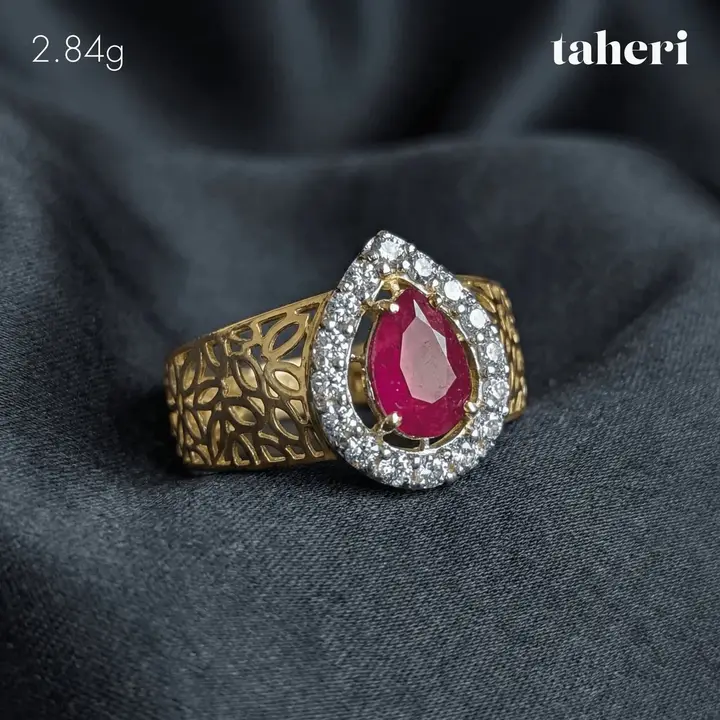 Two-Tone Ring with Ruby design 345 by TAHERI
