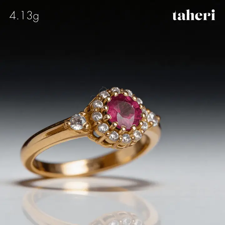 Yellow Gold Ring with Ruby design 346 by TAHERI