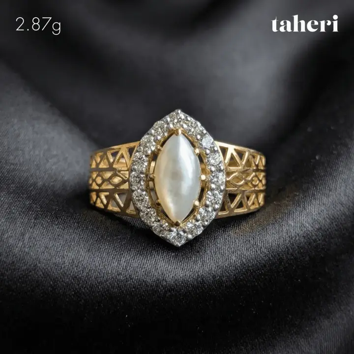 Two-Tone Ring with Pearl design 348 by TAHERI