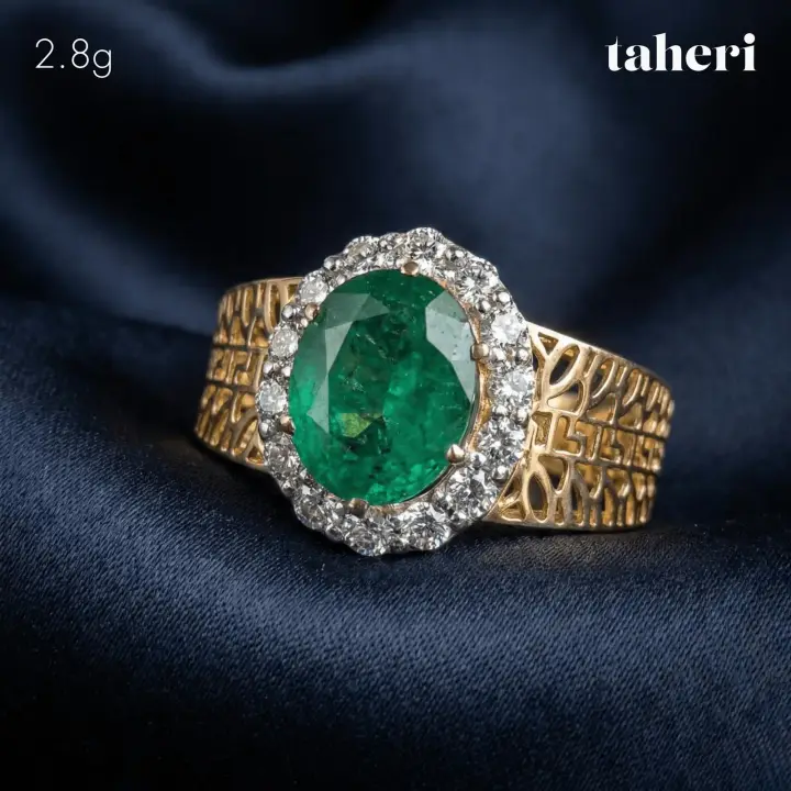 Two-Tone Ring with Emerald design 350 by TAHERI