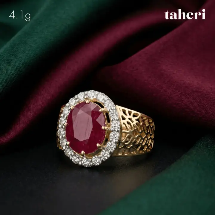 Yellow Gold Ring with Ruby design 352 by TAHERI