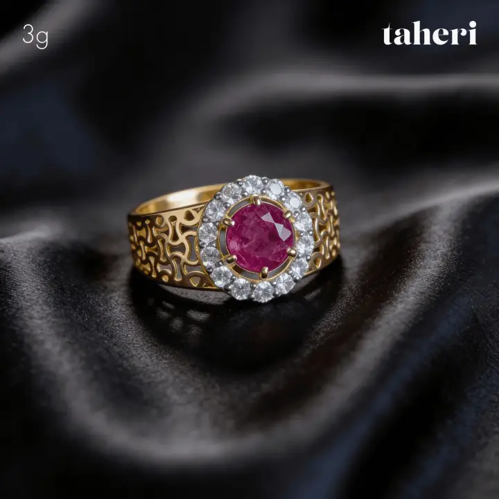 Yellow Gold Ring with Ruby design 353 by TAHERI