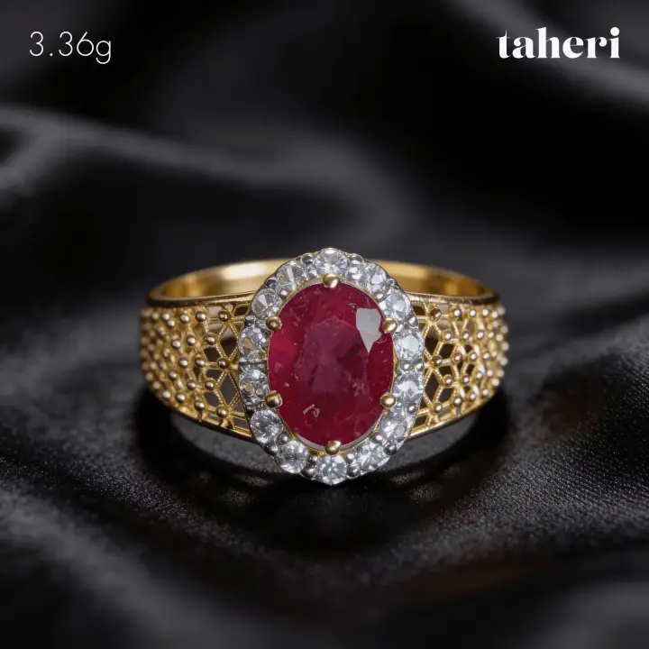 Yellow Gold Ring with Ruby design 354 by TAHERI