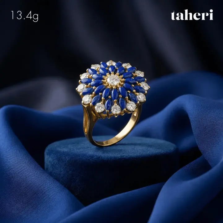 Yellow Gold Ring with Colored Stones design 355 by TAHERI