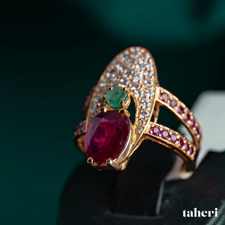 Yellow Gold Ring with Ruby design 366 by TAHERI