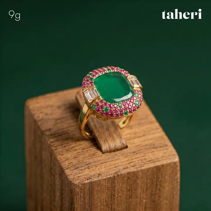 21k Yellow Gold Ring with Colored Stones design 68 by TAHERI