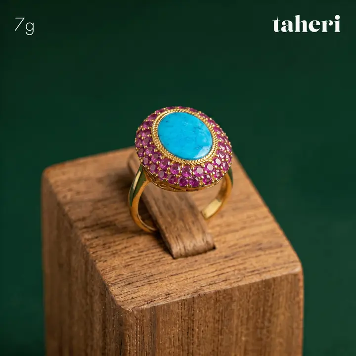 21k Yellow Gold Ring with Colored Stones design 69 by TAHERI