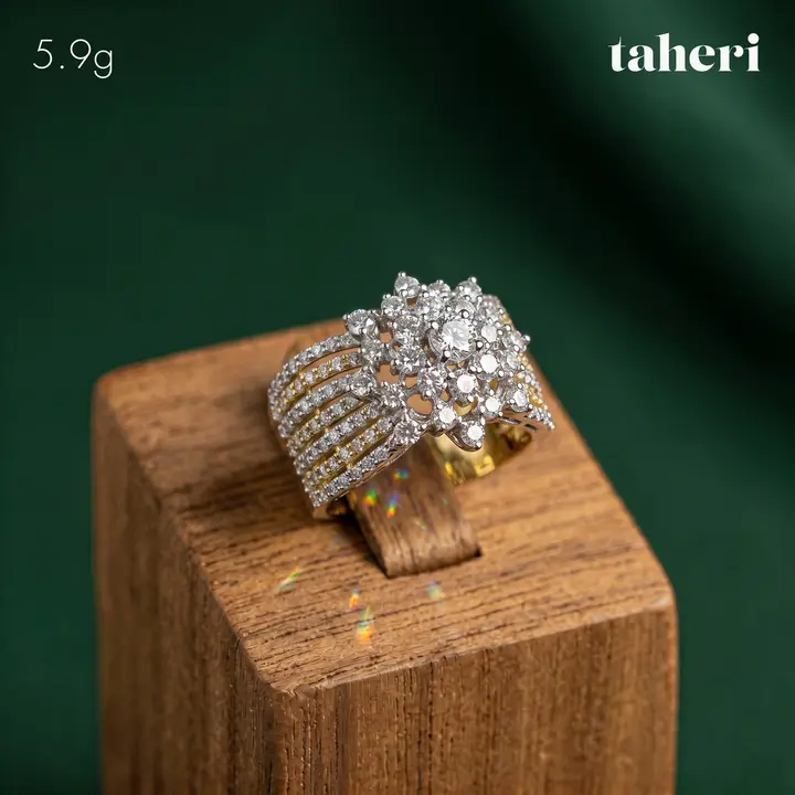 21k Two-Tone Gold Ring with Cubic Zirconia design 70 by TAHERI