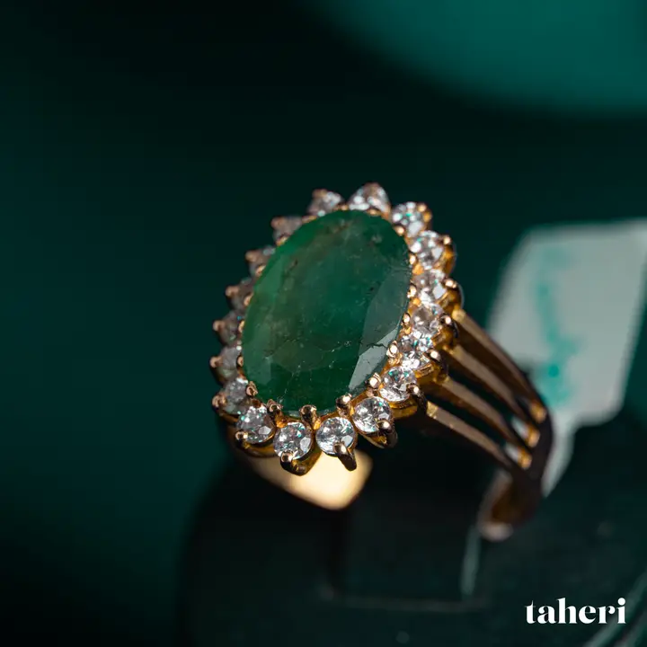Yellow Gold Ring with Emerald design 51 by TAHERI