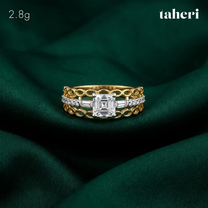 Two-Tone Ring with Cubic Zirconia design 58 by TAHERI