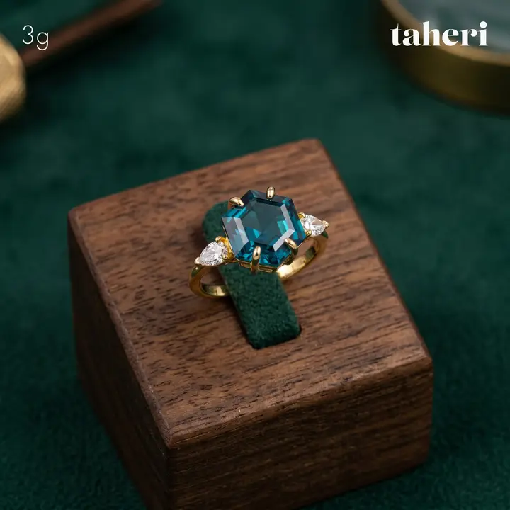 Yellow Gold Ring with Sapphire design 60 by TAHERI