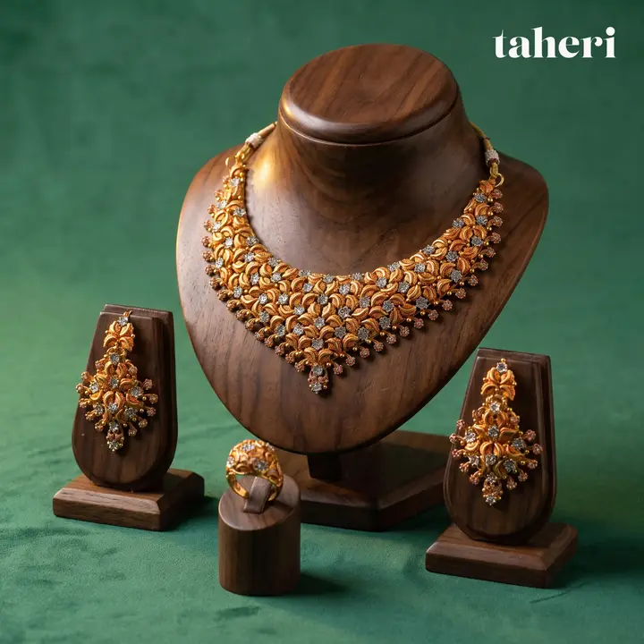 21k Two-Tone Gold Set with Cubic Zirconia design 26 by TAHERI