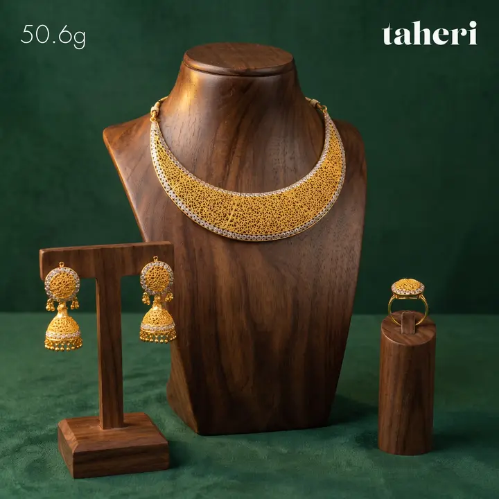 21k Two-Tone Gold Set with Cubic Zirconia design 29 by TAHERI