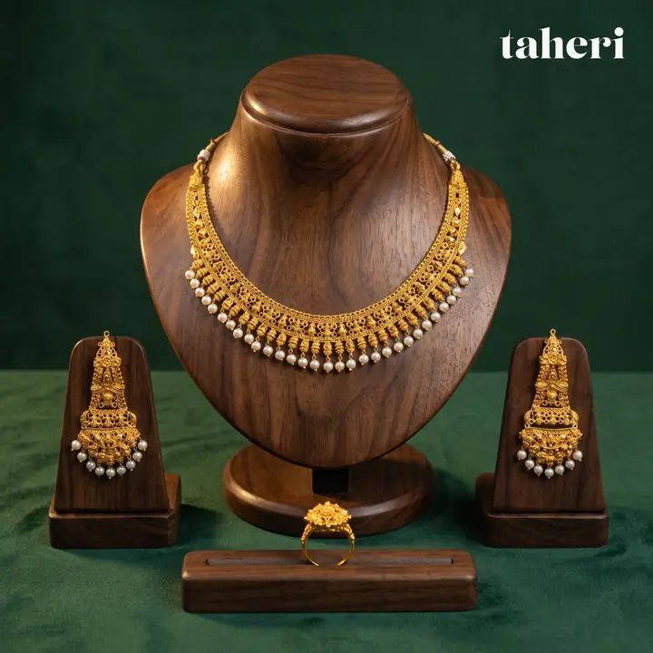 21k Yellow Gold Set with Pearl design 36 by TAHERI