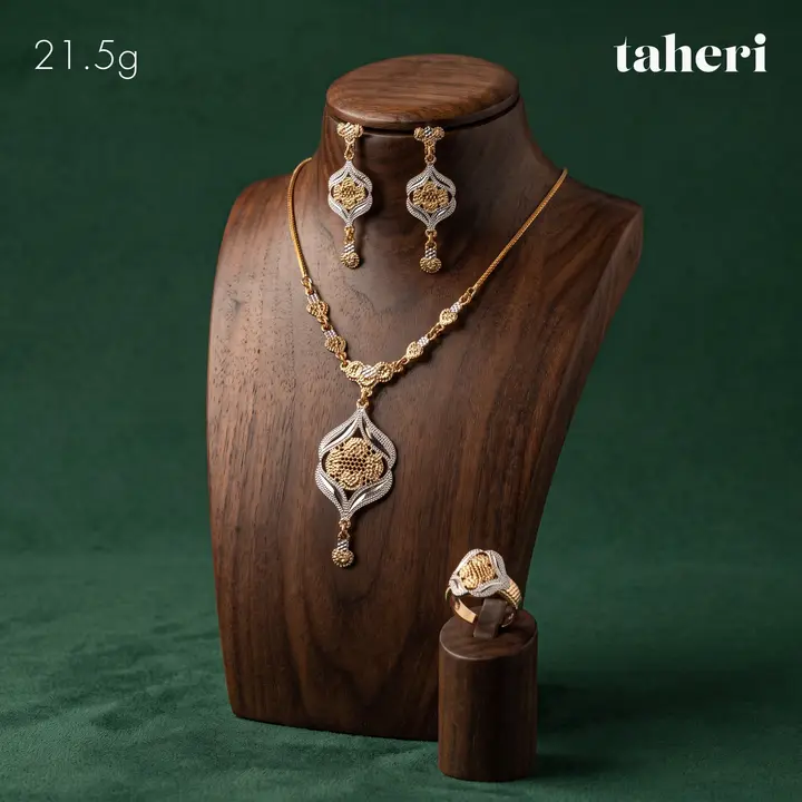 21k Two-Tone Gold Set design 46 by TAHERI