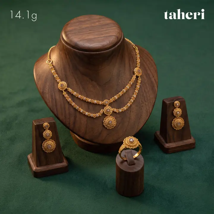 21k Yellow Gold Set with Cubic Zirconia design 80 by TAHERI