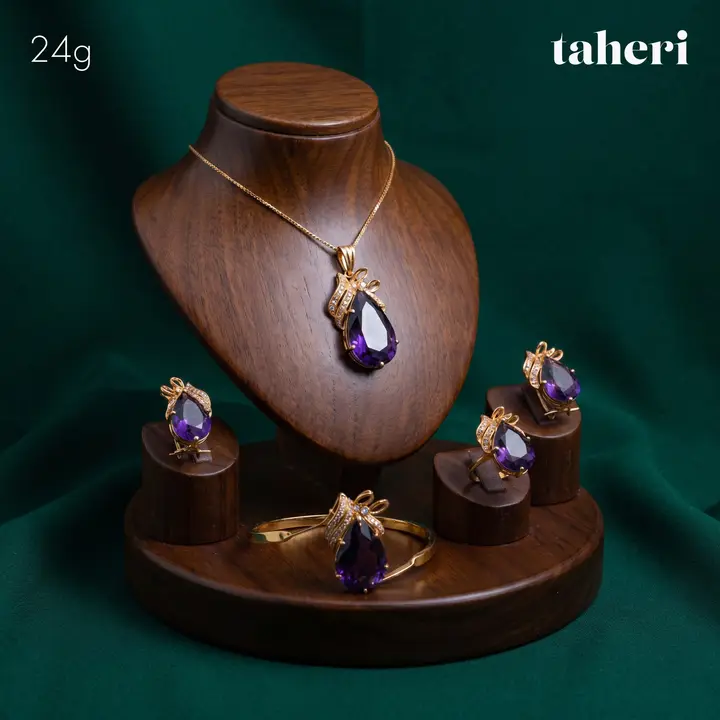 Yellow Gold Locket Set With Bangle with Colored Stones design 12 by TAHERI