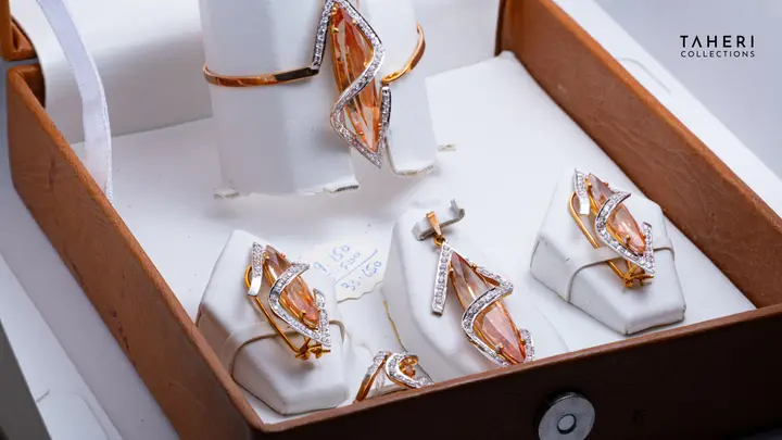 21k Two-Tone Gold Locket Set With Bangle with Colored Stones design 43 by TAHERI
