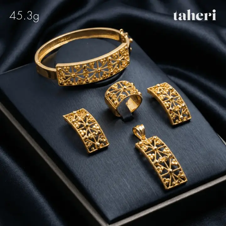 21k Yellow Gold Locket Set With Bangle design 45 by TAHERI