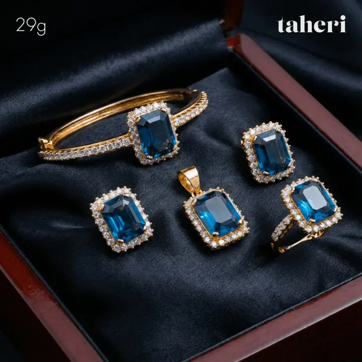 21k Yellow Gold Locket Set With Bangle with Sapphire design 47 by TAHERI