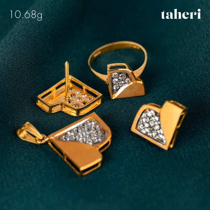 21k Two-Tone Gold Locket sets without Bangle with Cubic Zirconia design 29 by TAHERI