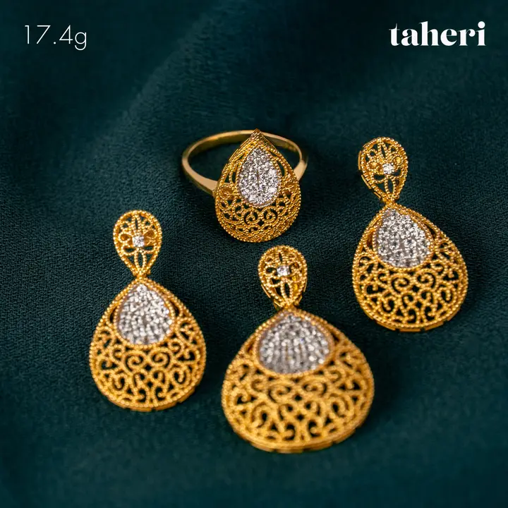21k Yellow Gold Locket sets without Bangle with Cubic Zirconia design 35 by TAHERI