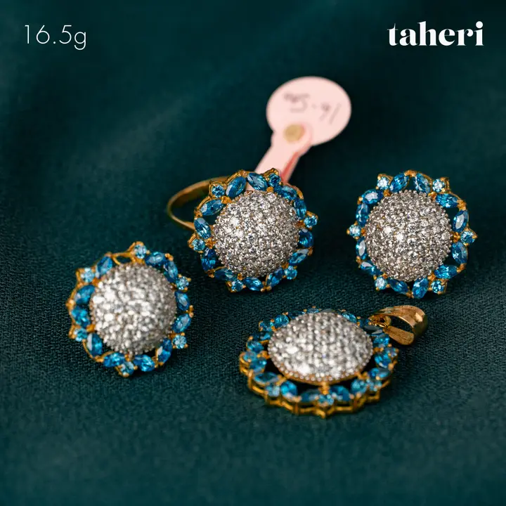 21k Two-Tone Gold Locket sets without Bangle with Cubic Zirconia design 36 by TAHERI