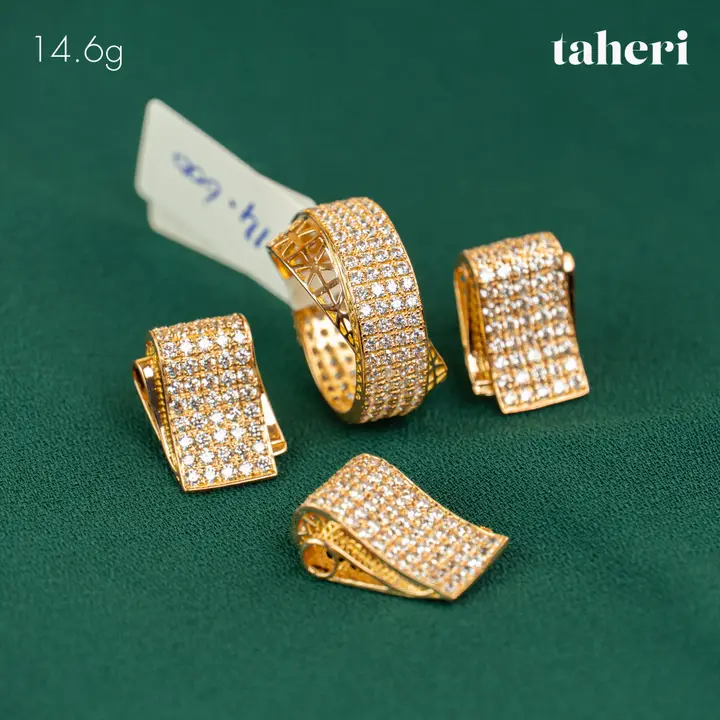 21k Yellow Gold Locket sets without Bangle with Cubic Zirconia design 37 by TAHERI