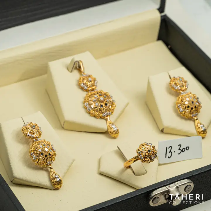 Two-Tone Locket sets without Bangle with Cubic Zirconia design 52 by TAHERI